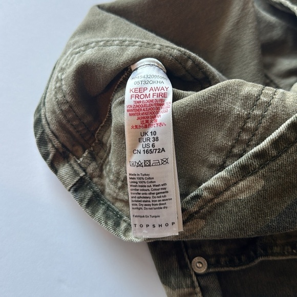 Topshop 100% Cotton Green Camouflage Cargo Style Mini Skirt‎ - Picture 7 of 7